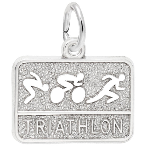 Triathlon Charm In 14K White Gold