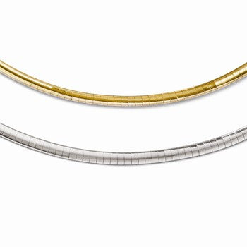 14K Yellow Gold Supreme Reversible Omega, 16 inch x 3mm, Jewelry Chains and Necklace