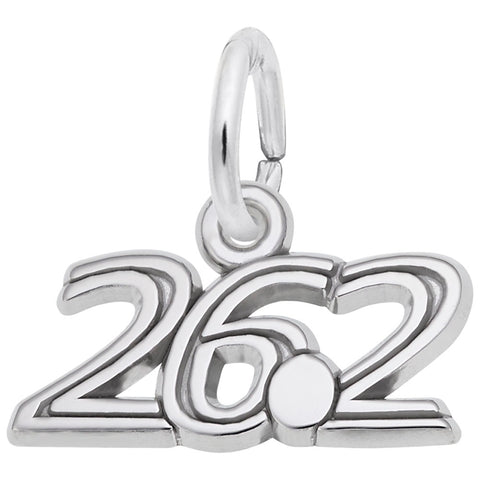 Marathon 26.2 Plain Charm In 14K White Gold