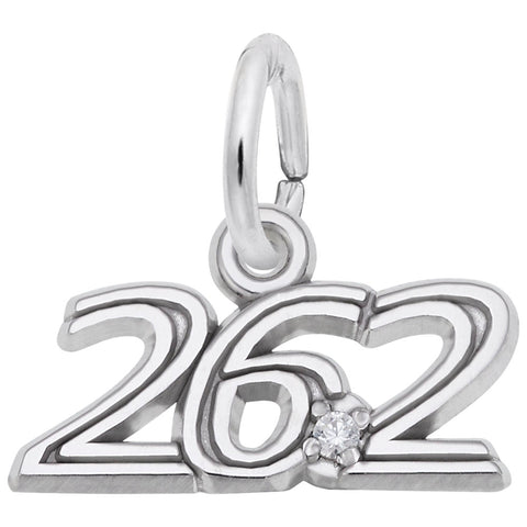 Marathon 26.2 With White Spinel Charm In 14K White Gold