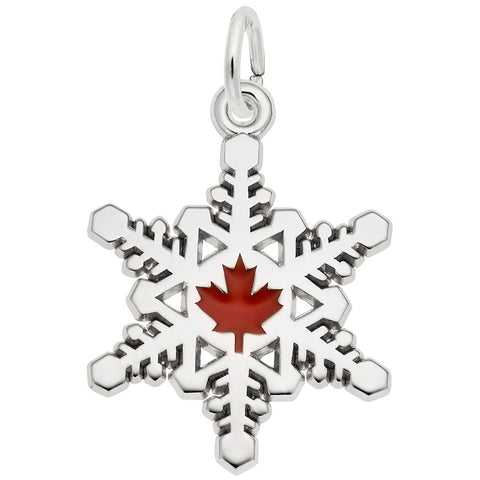 Cdn. Snow Flake Charm In 14K White Gold