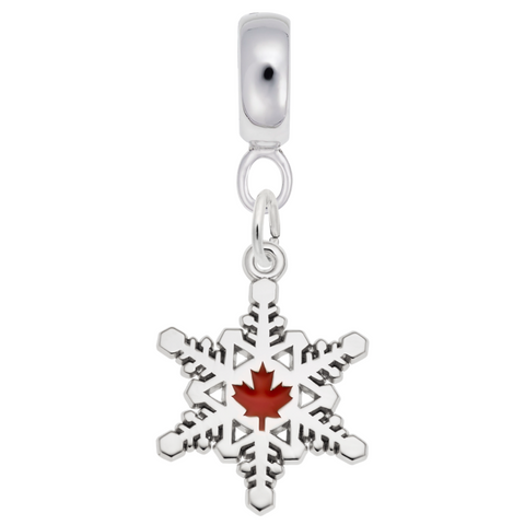 Cdn. Snow Flake Charm Dangle Bead In Sterling Silver