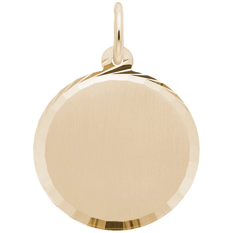Round Disc Dia Cut Charm in Yellow Gold Plated
