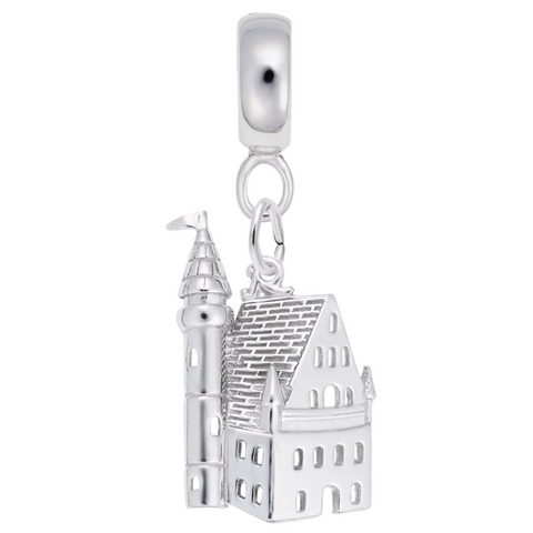 Castle Charm Dangle Bead In Sterling Silver