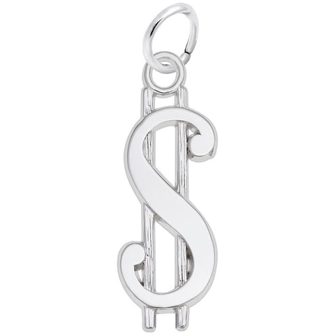 Dollar Sign Charm In 14K White Gold