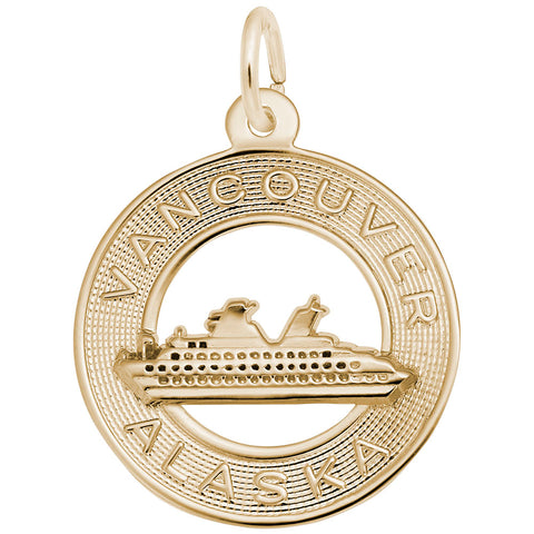 Van/Ak Cruise Ship Charm in Yellow Gold Plated