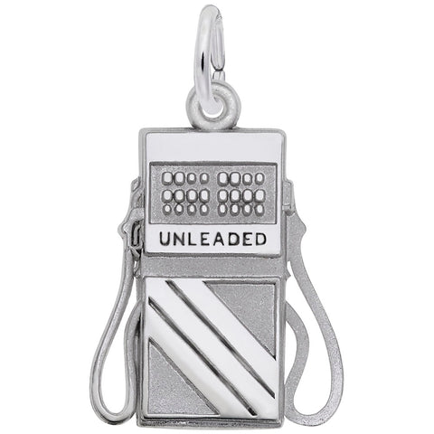 Gas Pump Charm In 14K White Gold