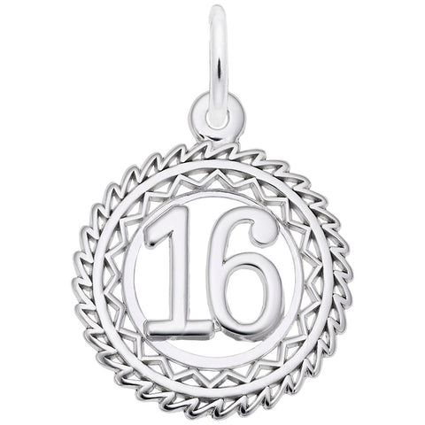 Number 16 In 14K White Gold