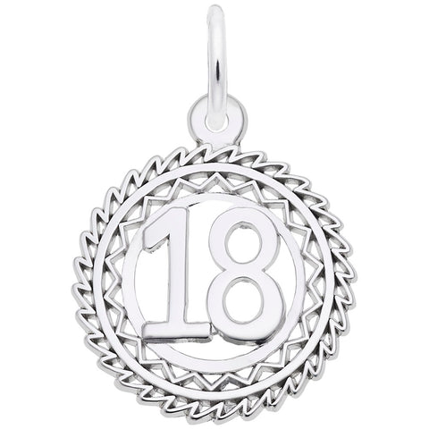 Number 18 In 14K White Gold