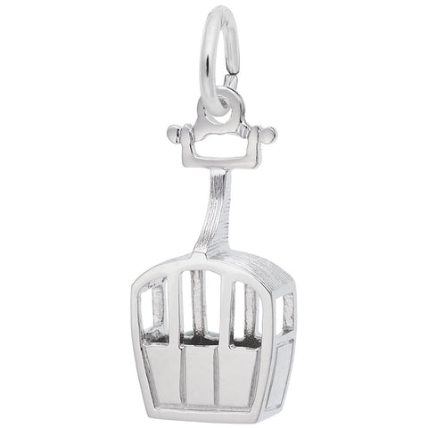 Skiing Gondola Charm In 14K White Gold