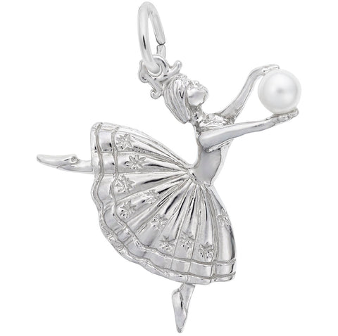 Dancer W/Pearl Charm In 14K White Gold