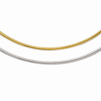 14K Yellow Gold Reversible Adjustable Ustable Omega, 16 inch x 2.5mm
