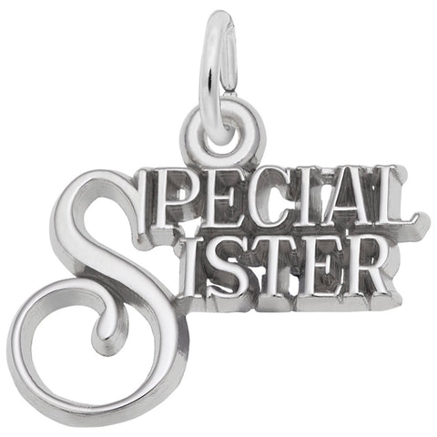 Special Sister Charm In 14K White Gold