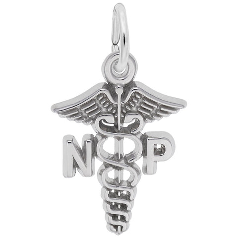 Nurse Practioner Charm In 14K White Gold