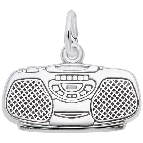 Boom Box Charm In 14K White Gold