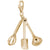 Cooking Utensils Charm In Yellow Gold