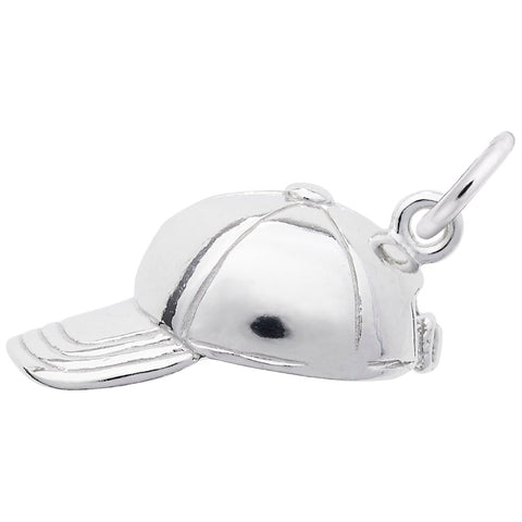 Baseball Cap Charm In 14K White Gold