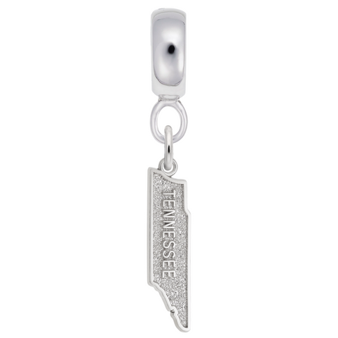 Tennessee Map Charm Dangle Bead In Sterling Silver