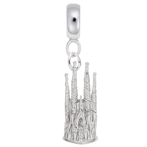 Barcelona Cathedral Charm Dangle Bead In Sterling Silver