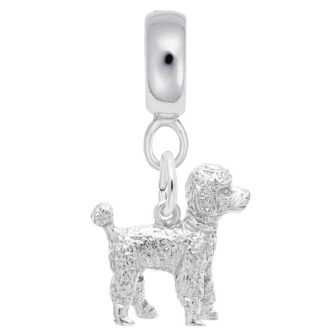 Poodle Charm Dangle Bead In Sterling Silver