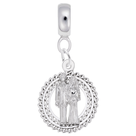 Bride And Groom Charm Dangle Bead In Sterling Silver