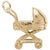 Baby Carriage Charm in Yellow Gold Plated