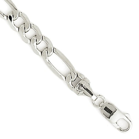 14K White Gold Air-Solid Figaro Bracelet