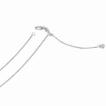 14K White Gold Adjustable Ustable Flat Cable Chain