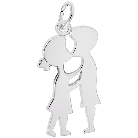 Boy And Girl Charm In 14K White Gold