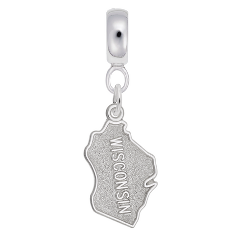 Wisconsin Charm Dangle Bead In Sterling Silver