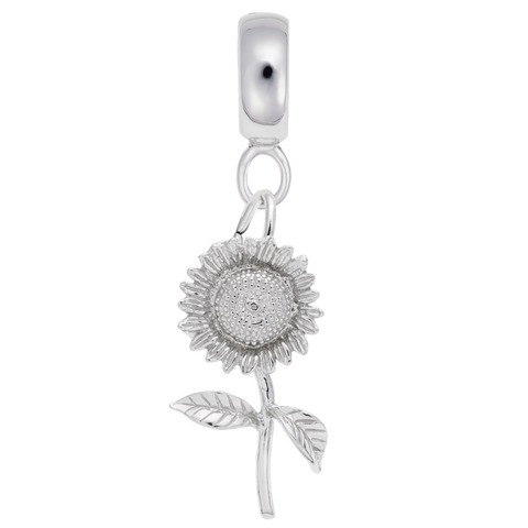 Sunflower Charm Dangle Bead In Sterling Silver