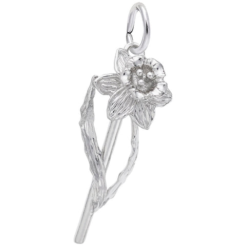 Daffodil Charm In 14K White Gold