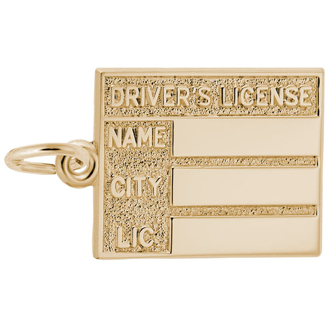 Drivers License Charm in Yellow Gold Plated