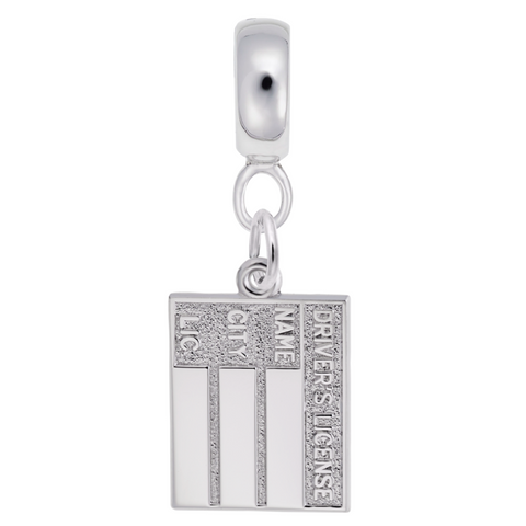 Drivers License Charm Dangle Bead In Sterling Silver