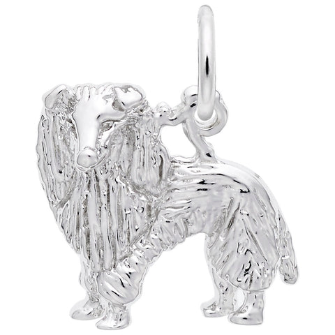 Sheltie Dog Charm In 14K White Gold