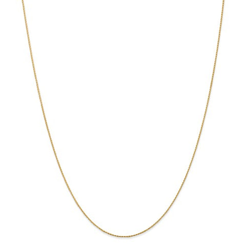 14k Yellow Gold Round DC Wheat Chain, 0.8 mm