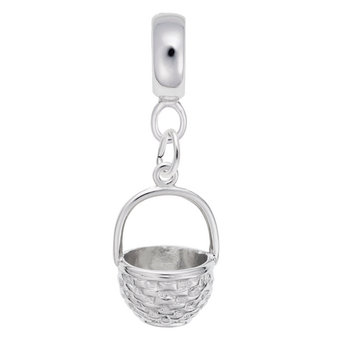 Basket Charm Dangle Bead In Sterling Silver