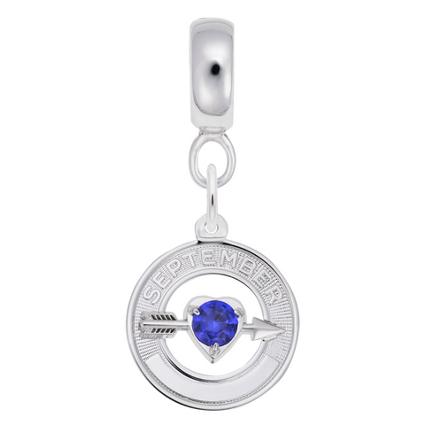 September Birthstone Charm Dangle Bead In Sterling Silver