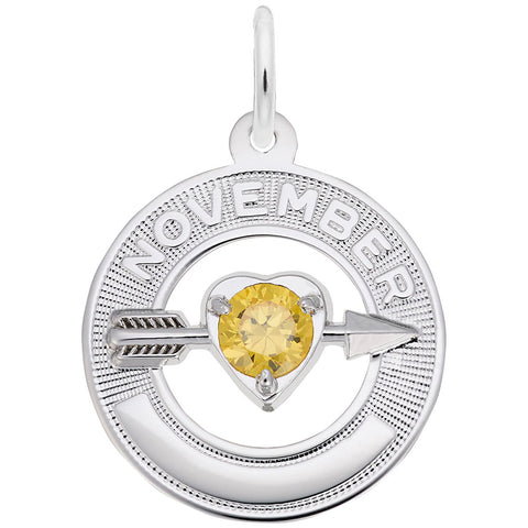 November Birthstone Charm In Sterling Silver