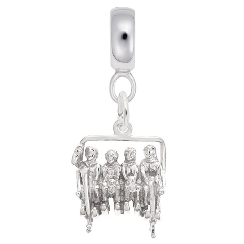 Quadchair,Skiing Charm Dangle Bead In Sterling Silver