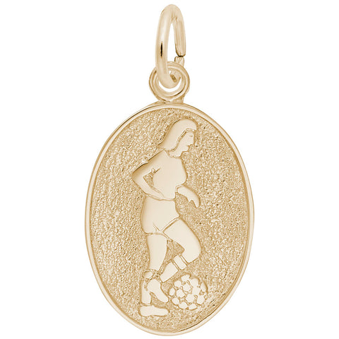 Female Soccer Charm in Yellow Gold Plated