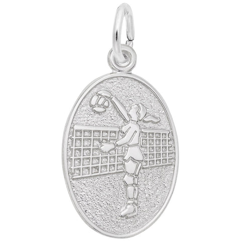 Female Vollyball Charm In 14K White Gold