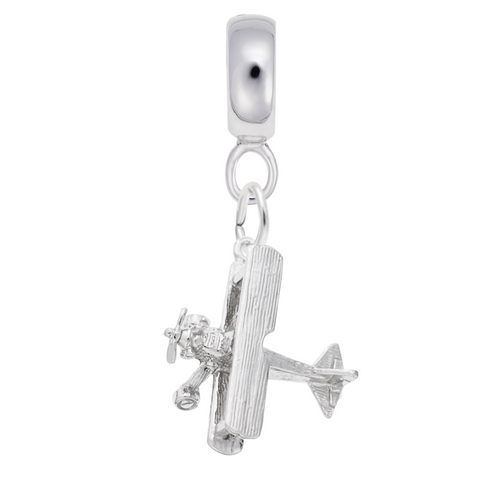 Plane Charm Dangle Bead In Sterling Silver