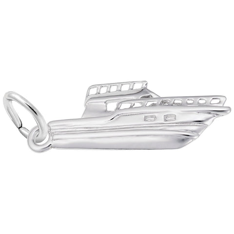 Speedboat Charm In 14K White Gold