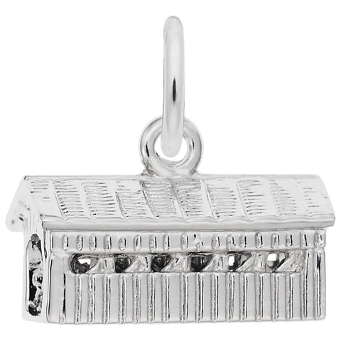 Covered Bridge Charm In 14K White Gold