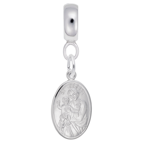 St Joseph Charm Dangle Bead In Sterling Silver