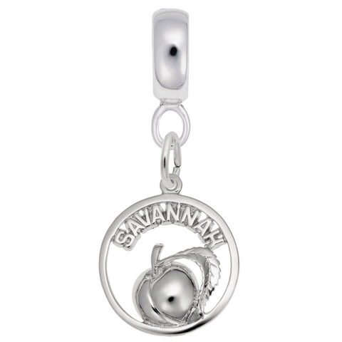 Savannah Peach Charm Dangle Bead In Sterling Silver