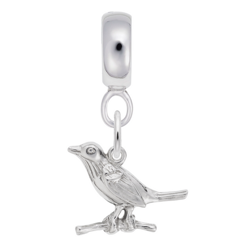 Robin Charm Dangle Bead In Sterling Silver