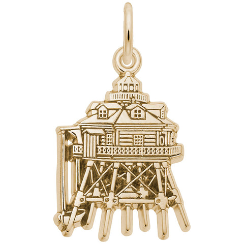 Thomas Point Lighthouse, Md Charm In Yellow Gold
