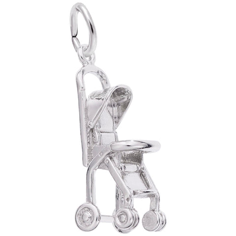 Stroller Charm In 14K White Gold